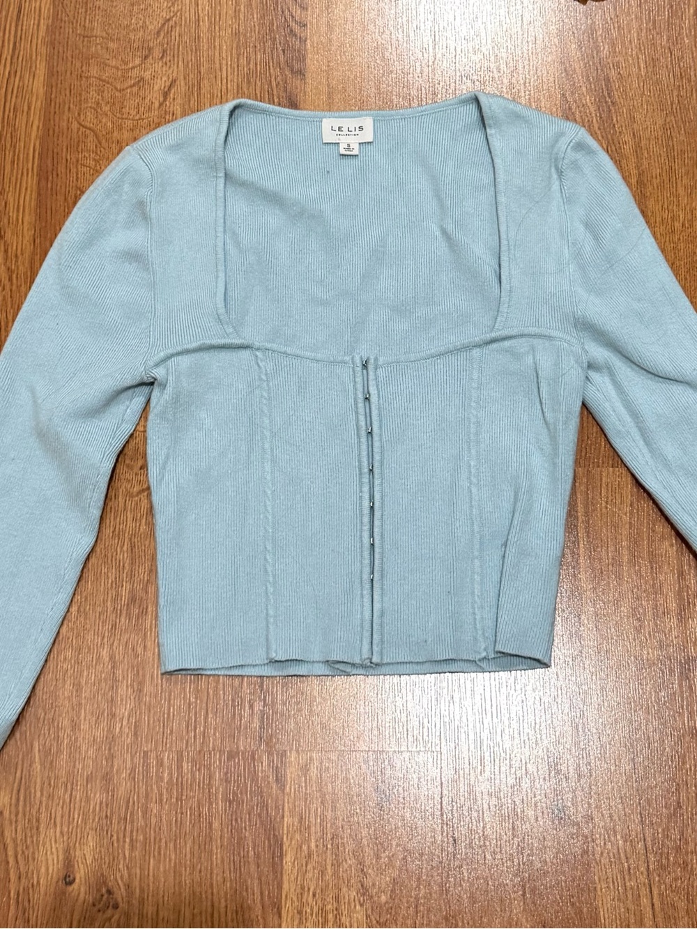 Le Lis Pale Blue Ribbed Top
